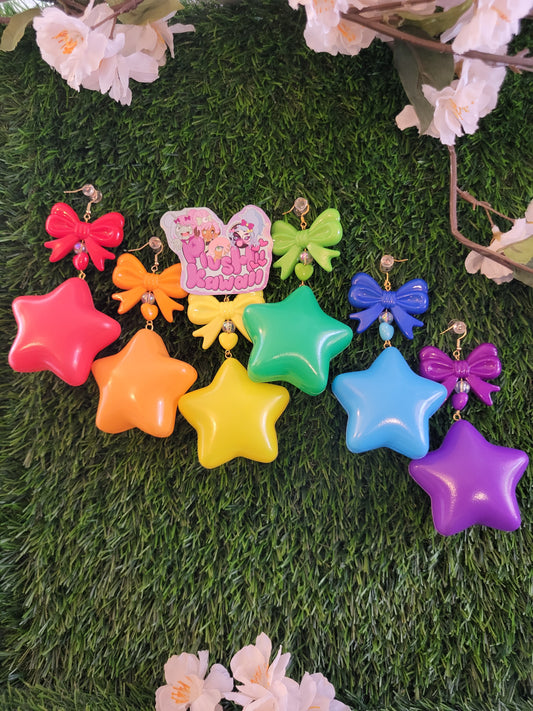 Rainbow Brights Puffy Star Earrings