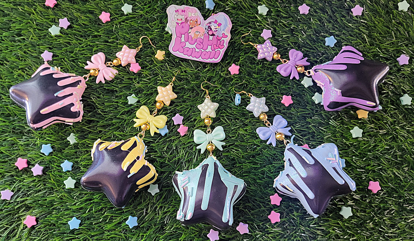 Sweet Puff Star earrings- Black base