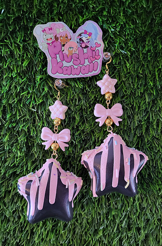 Sweet Puff Star earrings- Black base