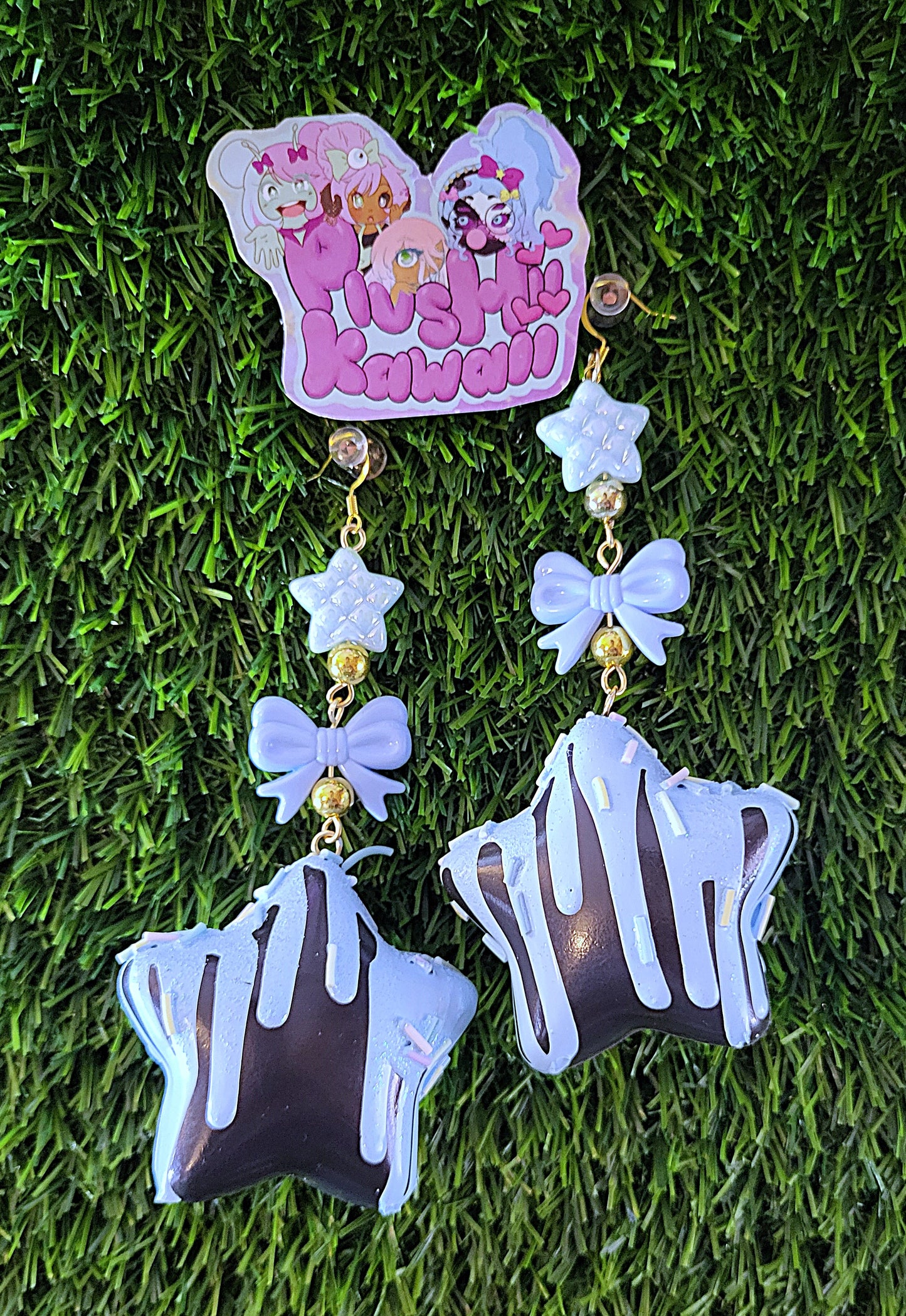 Sweet Puff Star earrings- Black base