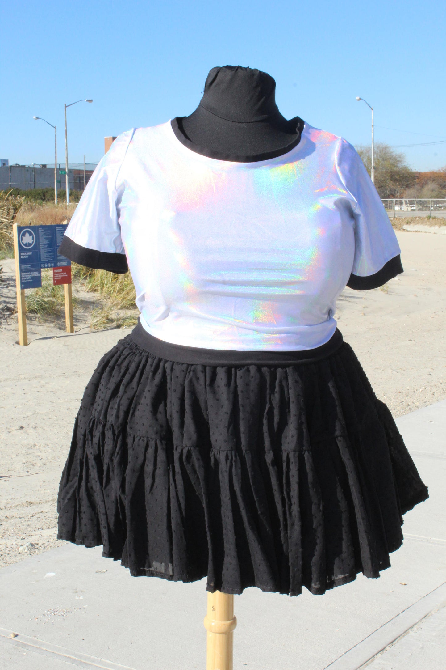 Holographic ringer crop top