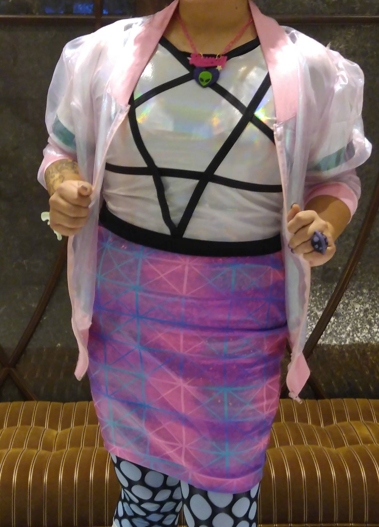 Holographic ringer crop top