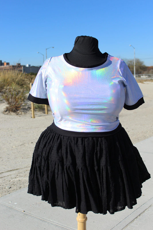 Holographic ringer crop top