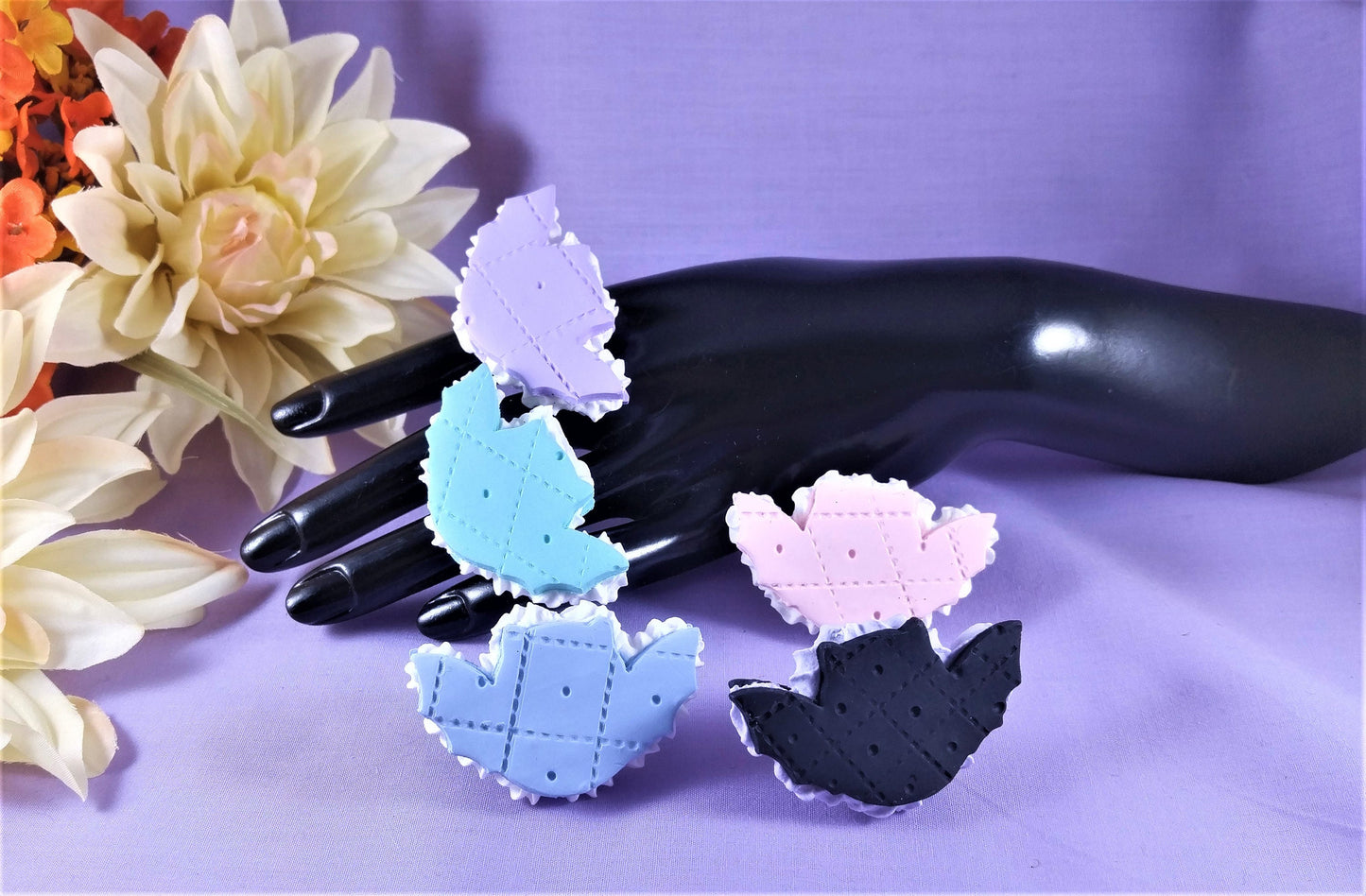 Bat Macaron Adjustable Ring