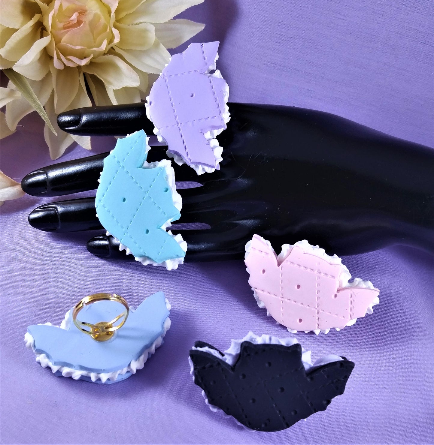 Bat Macaron Adjustable Ring