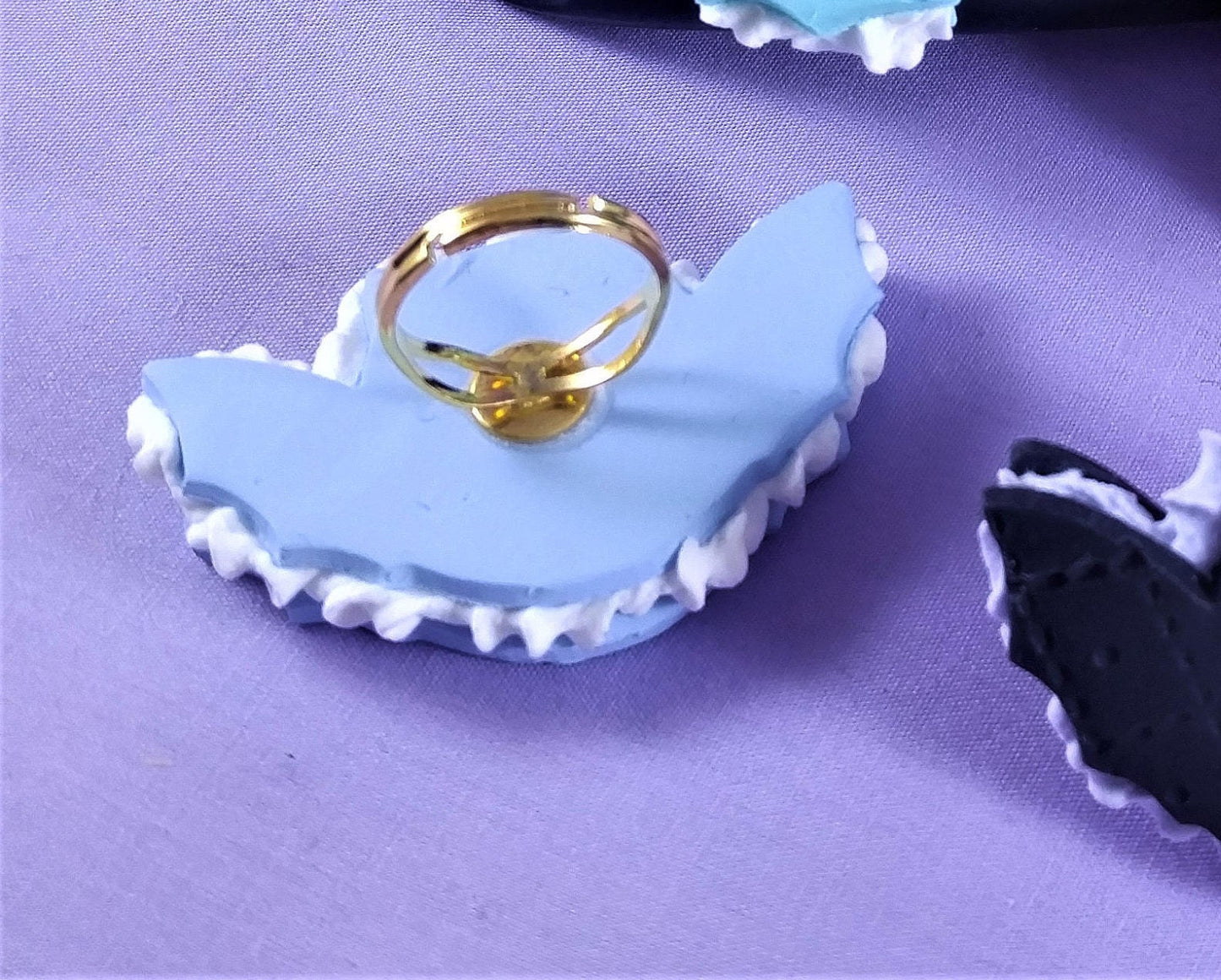 Bat Macaron Adjustable Ring