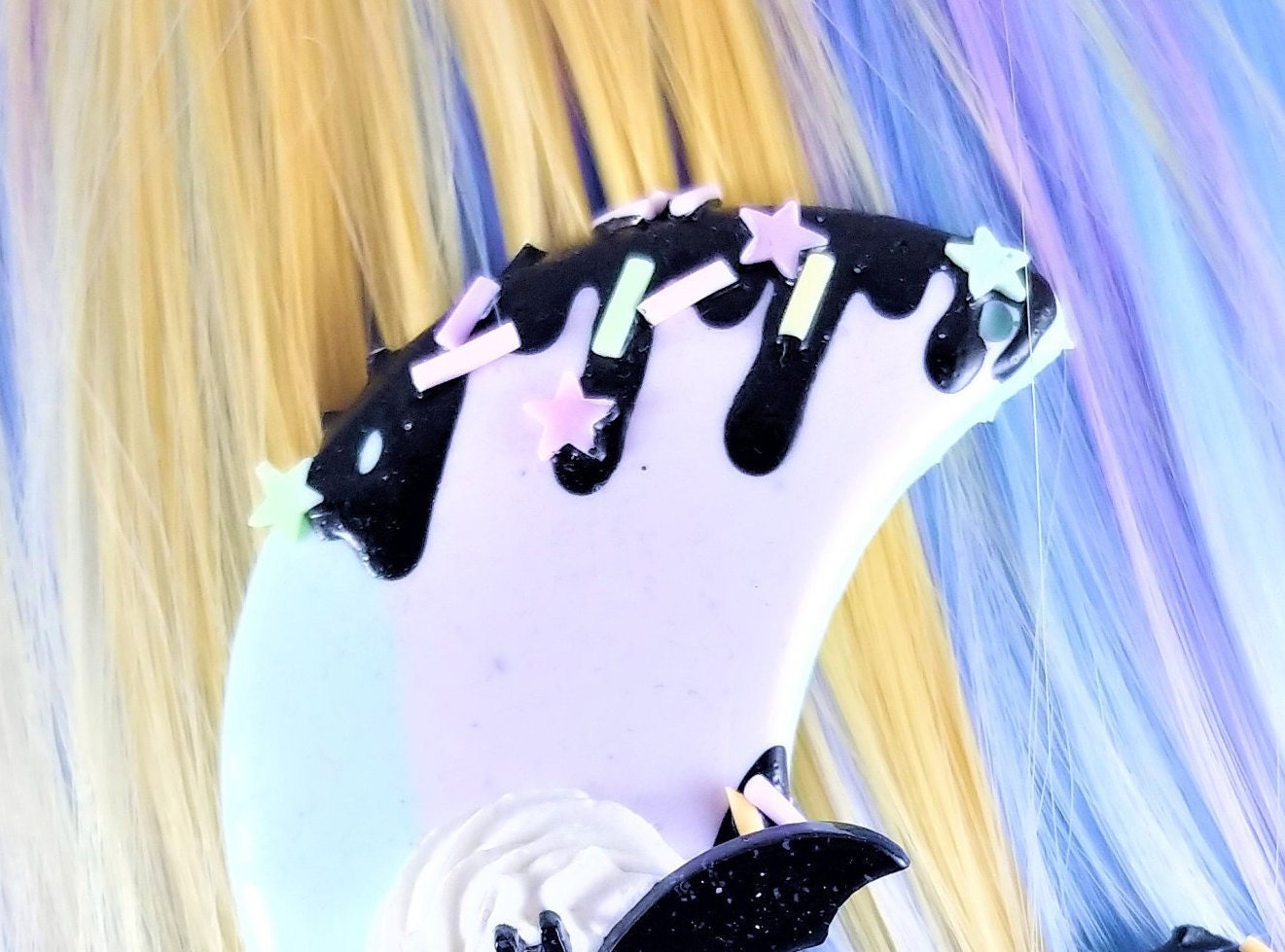 Drippy Dessert Moon and bat Hair Clip