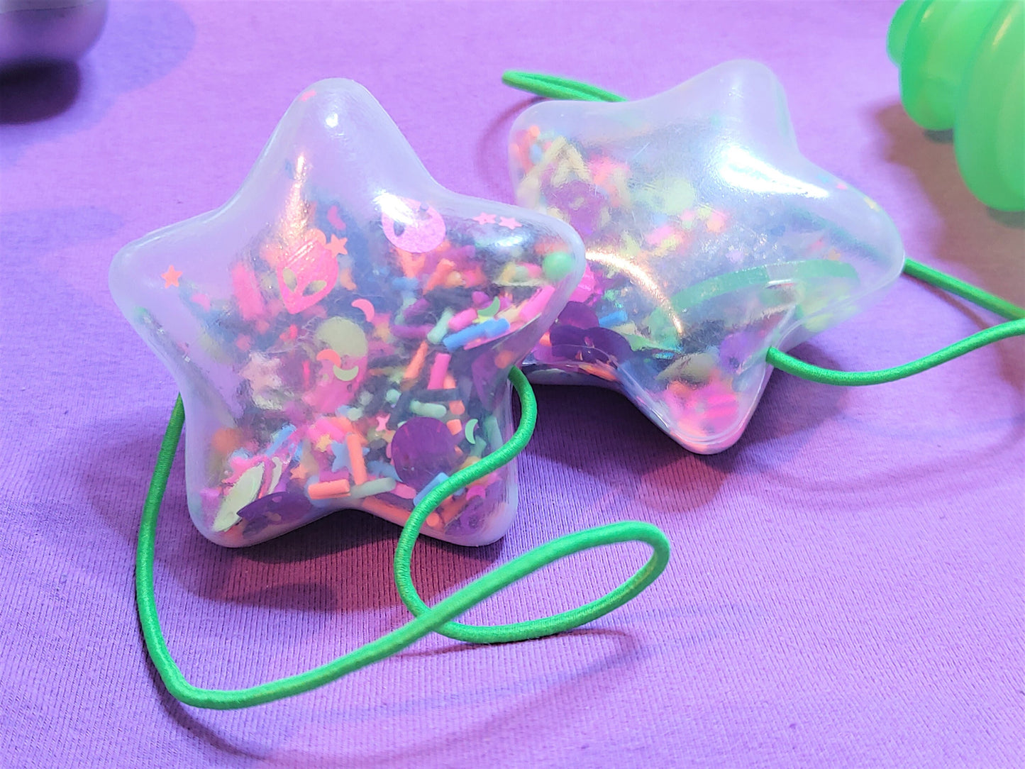 Puffy Star Shaker Hair Tie Pair