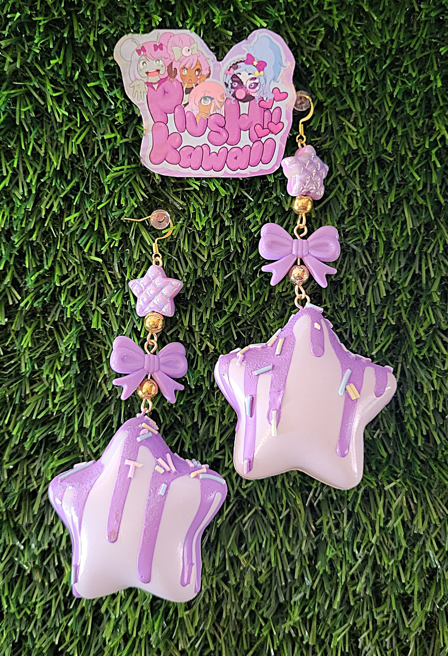 Sweet Puff Star earrings- white base