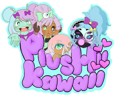 PlusHii Kawaii logo with 4 mascots